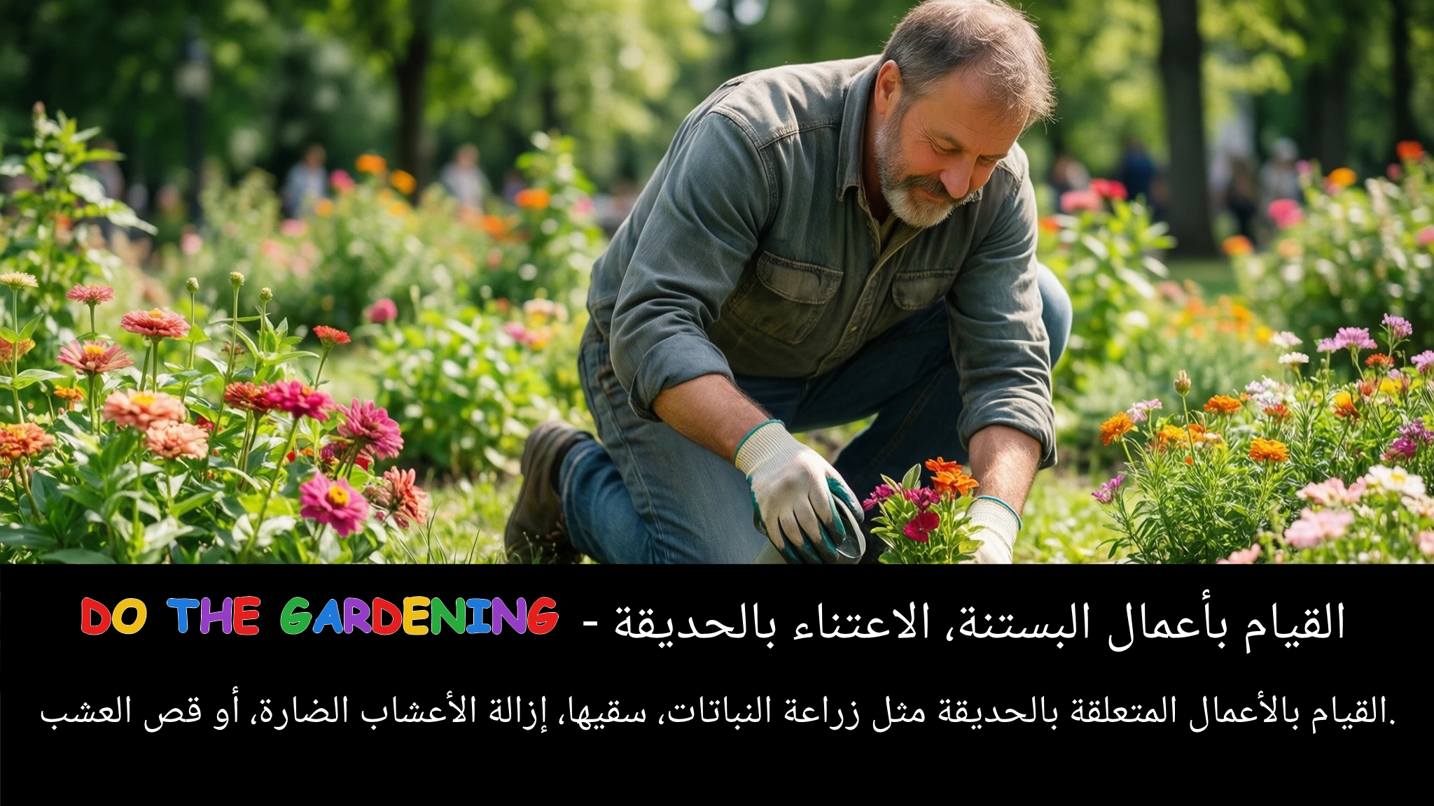 Arabic Illustration for do the gardening